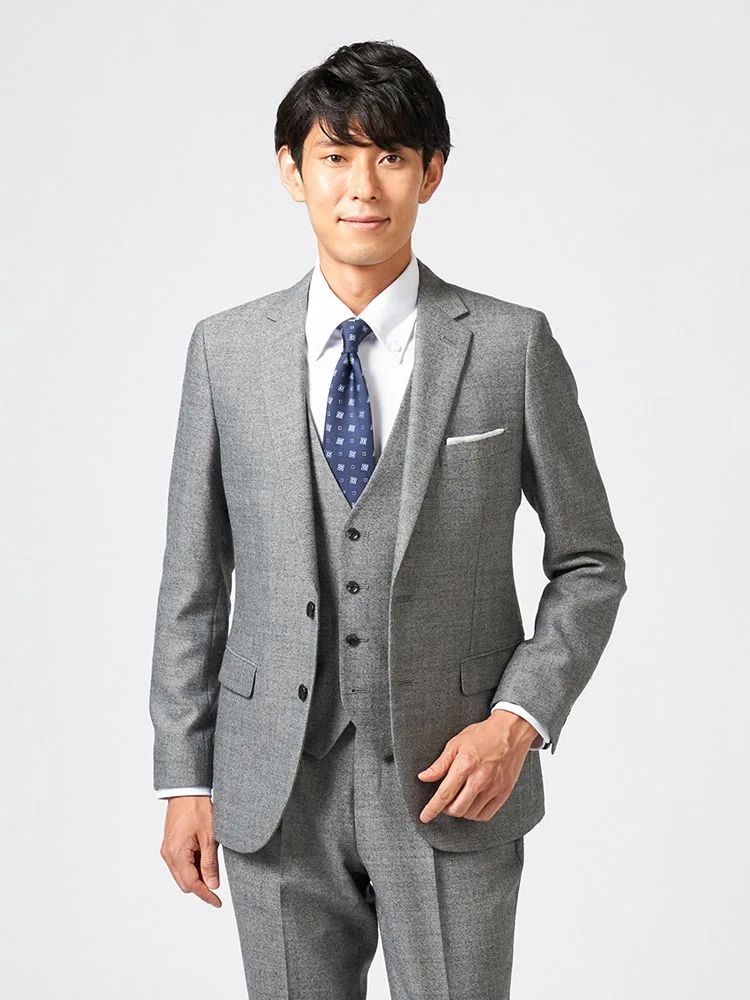 ウール混 無地 M.グレー