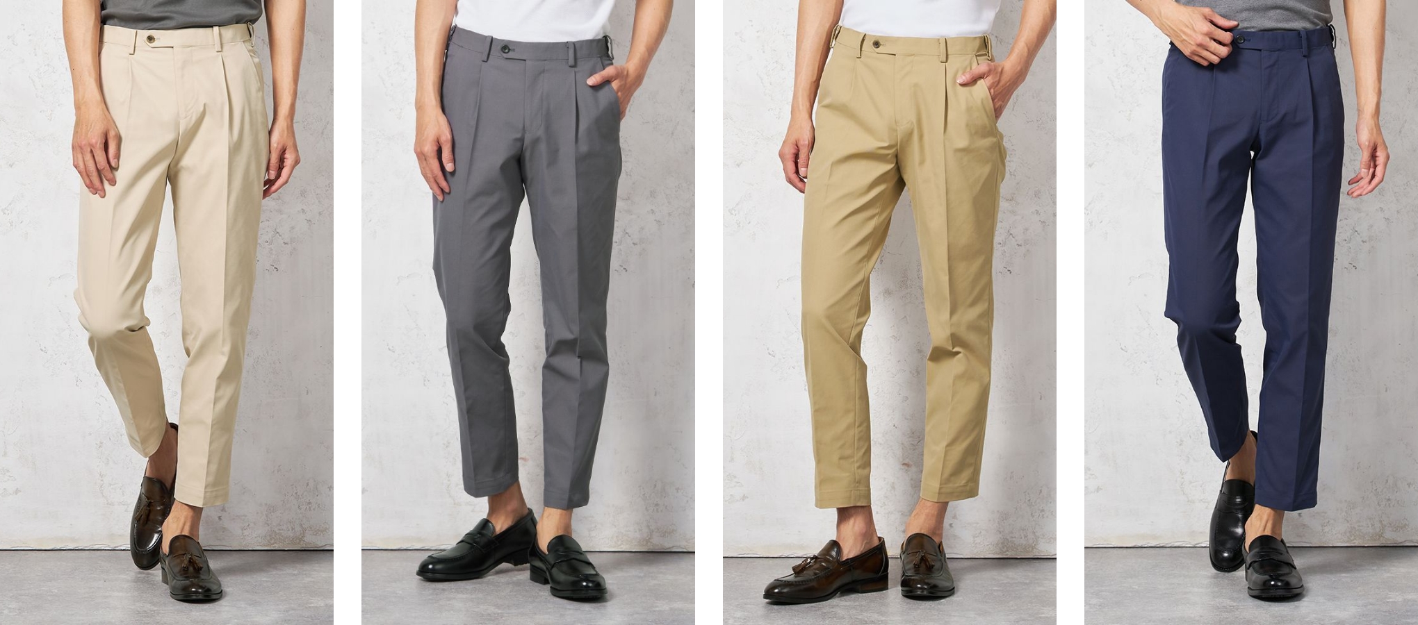 【サスビズ×RENU】パンツ ワンタック 無地 ホワイト・C.グレー・ベージュ・ネイビー