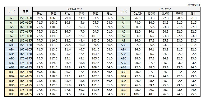 サイズチャート