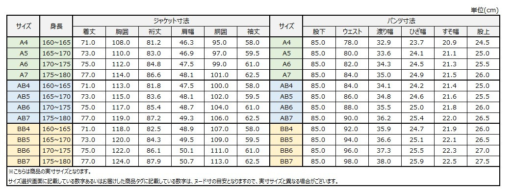 サイズチャート