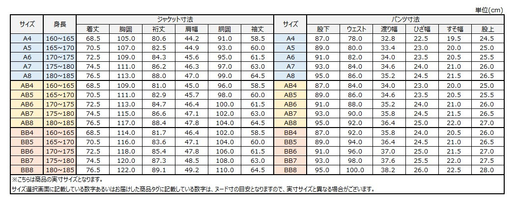 サイズチャート