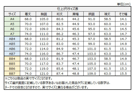サイズチャート