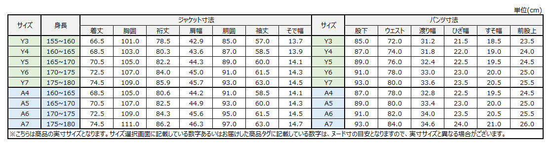 サイズチャート