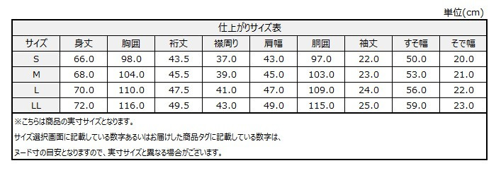 サイズチャート