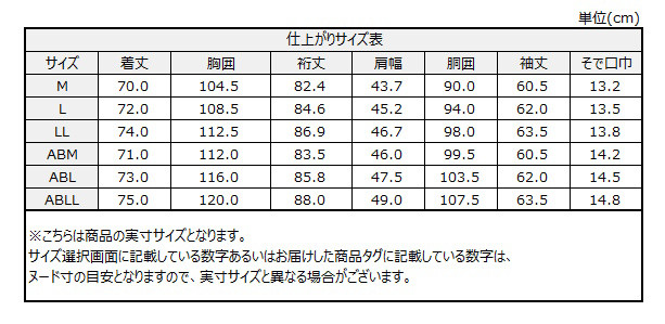サイズチャート