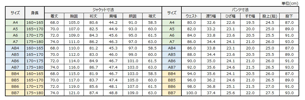 サイズチャート