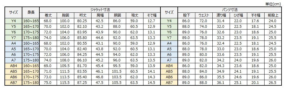 サイズチャート