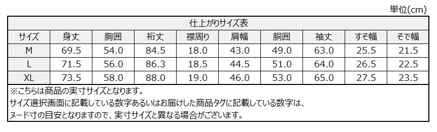 サイズチャート