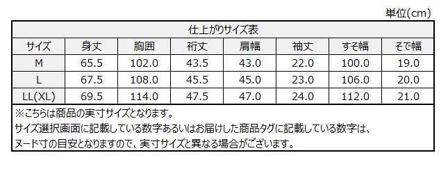 サイズチャート