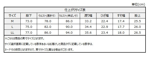 サイズチャート