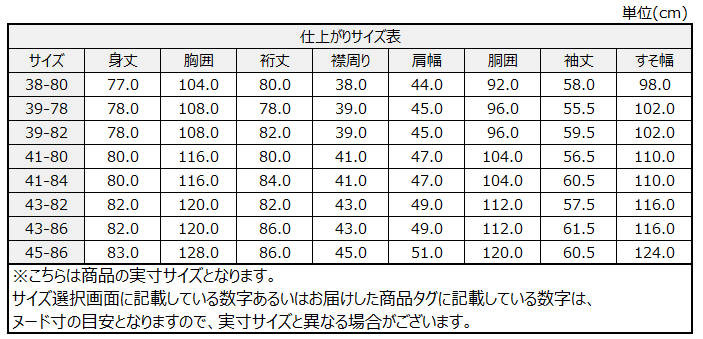 サイズチャート