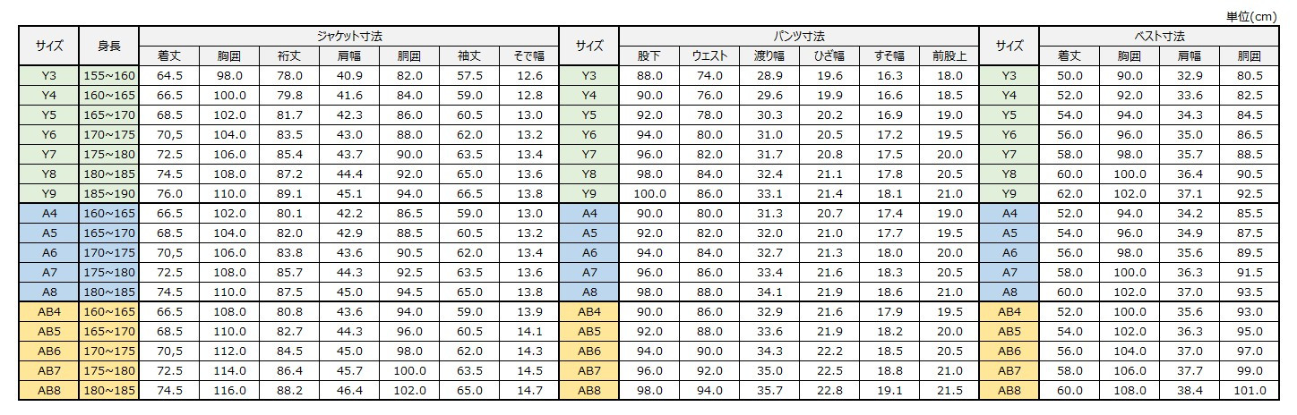 サイズチャート