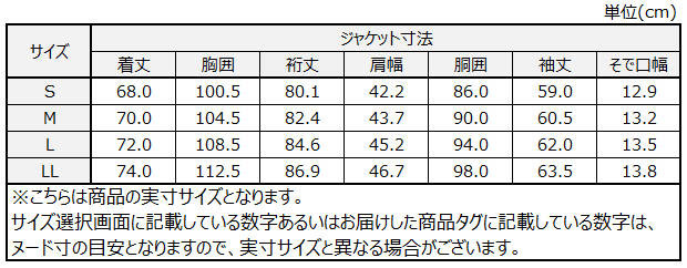 サイズチャート