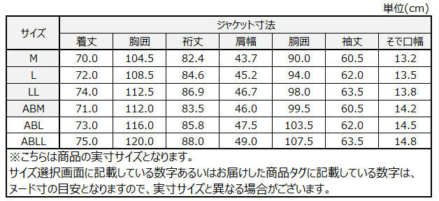サイズチャート