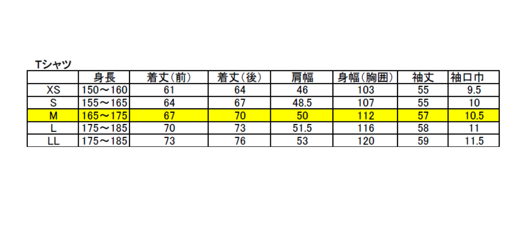 サイズチャート