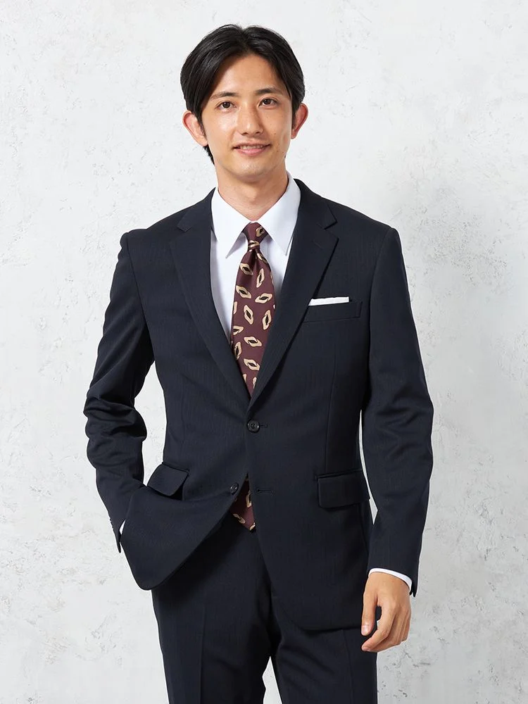 【上下ウォッシャブル】スーツ2つボタンノータックシャドウストライプリッケンバッカー通年