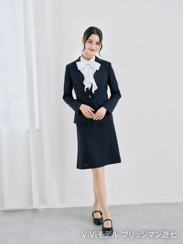 【ViVi】ネイビーニットウォッシャブルフレアスカート膝丈フレアーシャドウストライプ通年