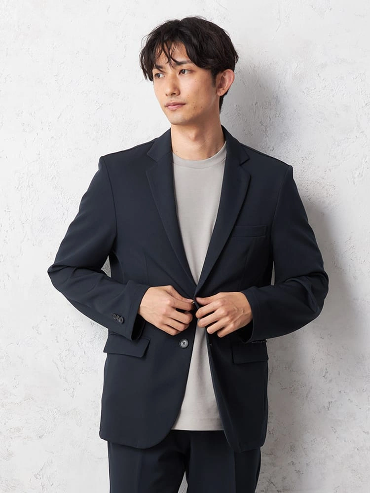 【AIRSUIT】セットアップジャケット2つボタン防シワ（イージーケア）ストレッチ通年吸汗速乾UVカット