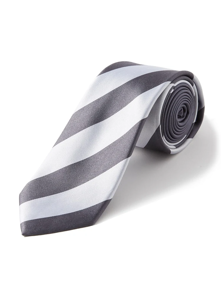 【シルク混】ネクタイナロー細めストライプnero