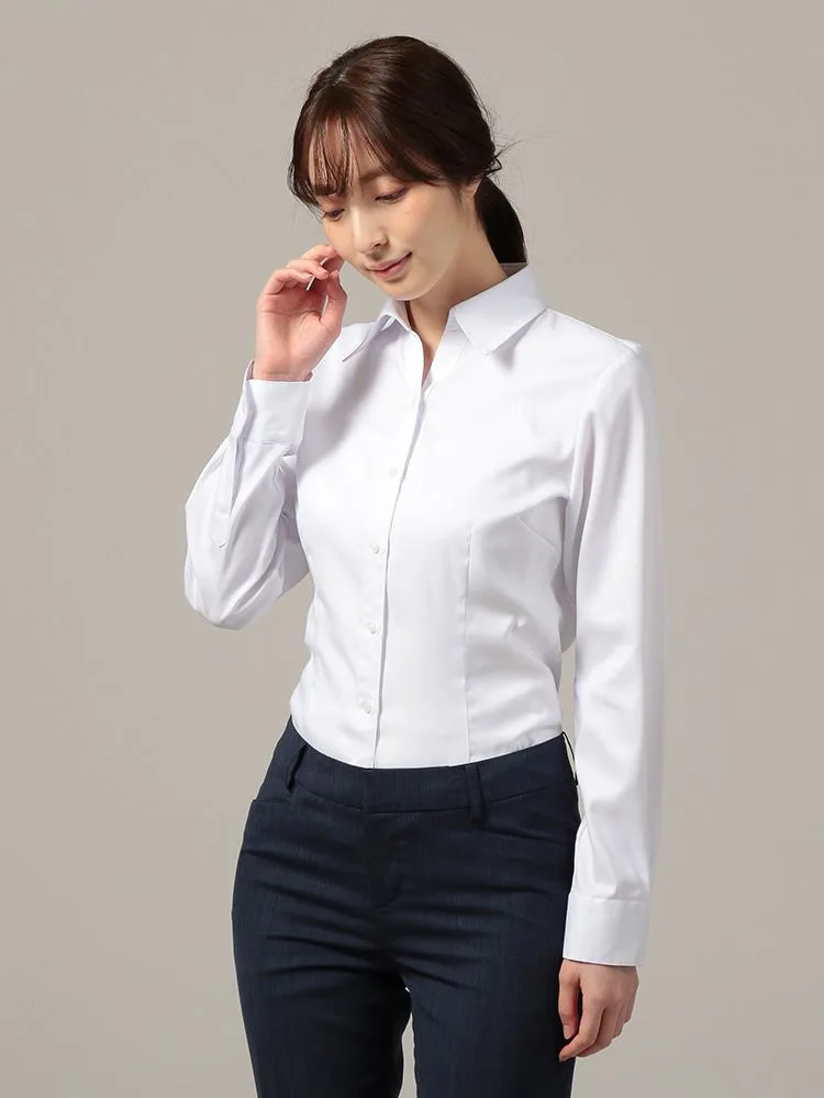 【形態安定】長袖ブラウスSTOVELMASONWHITEリクルート白スキッパー通年【レディース】