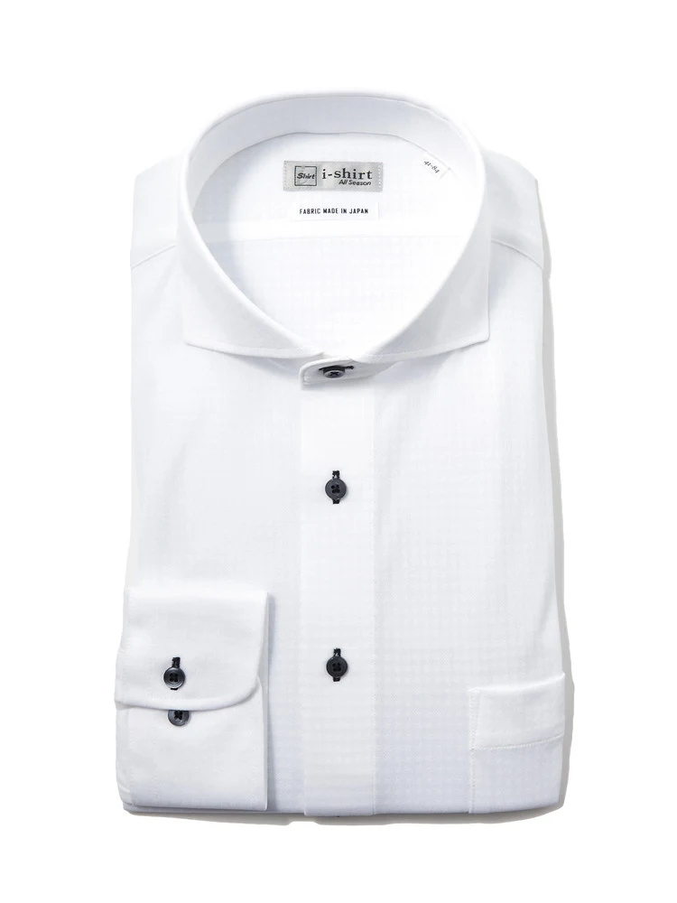 【完全ノーアイロン】長袖アイシャツカッタウェイストレッチ防汚チェックワイシャツi-shirt通年