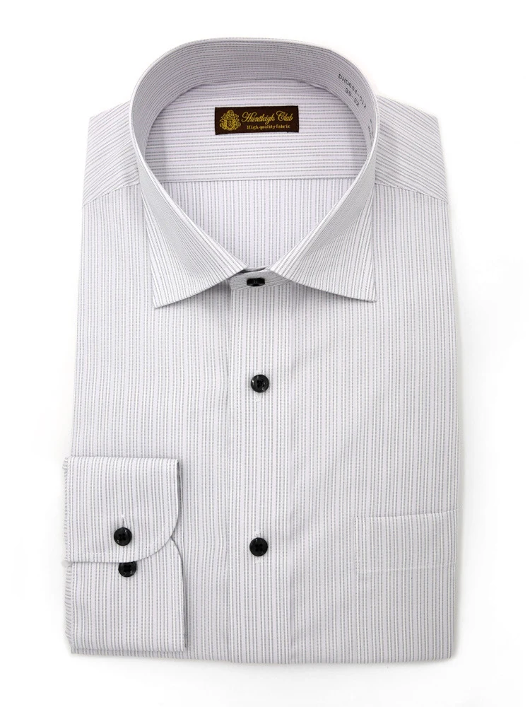 【形態安定】長袖ワイシャツセミワイドストライプハントレークラブ通年