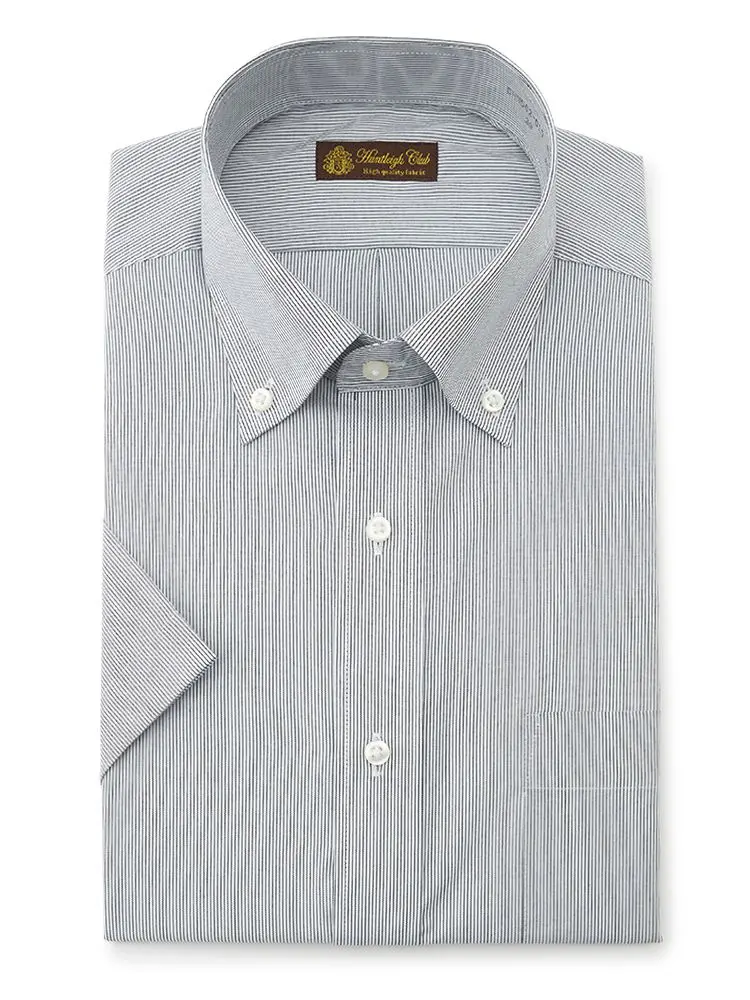 【形態安定】半袖ワイシャツボタンダウンストライプハントレークラブ春夏