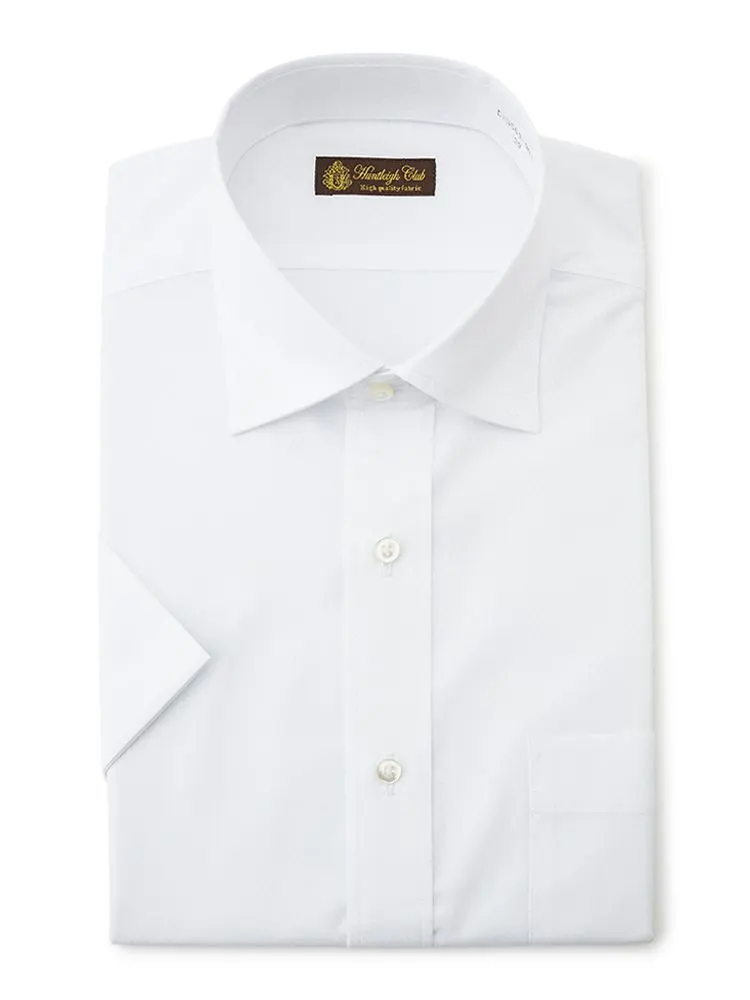 【形態安定】半袖ワイシャツワイド織柄無地ハントレークラブ春夏