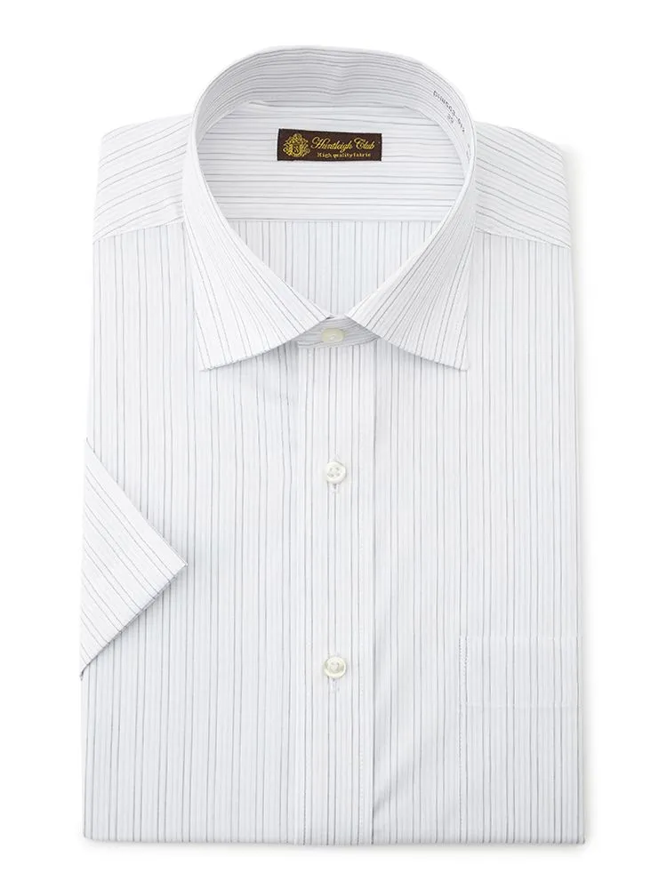 【形態安定】半袖ワイシャツセミワイドストライプハントレークラブ春夏