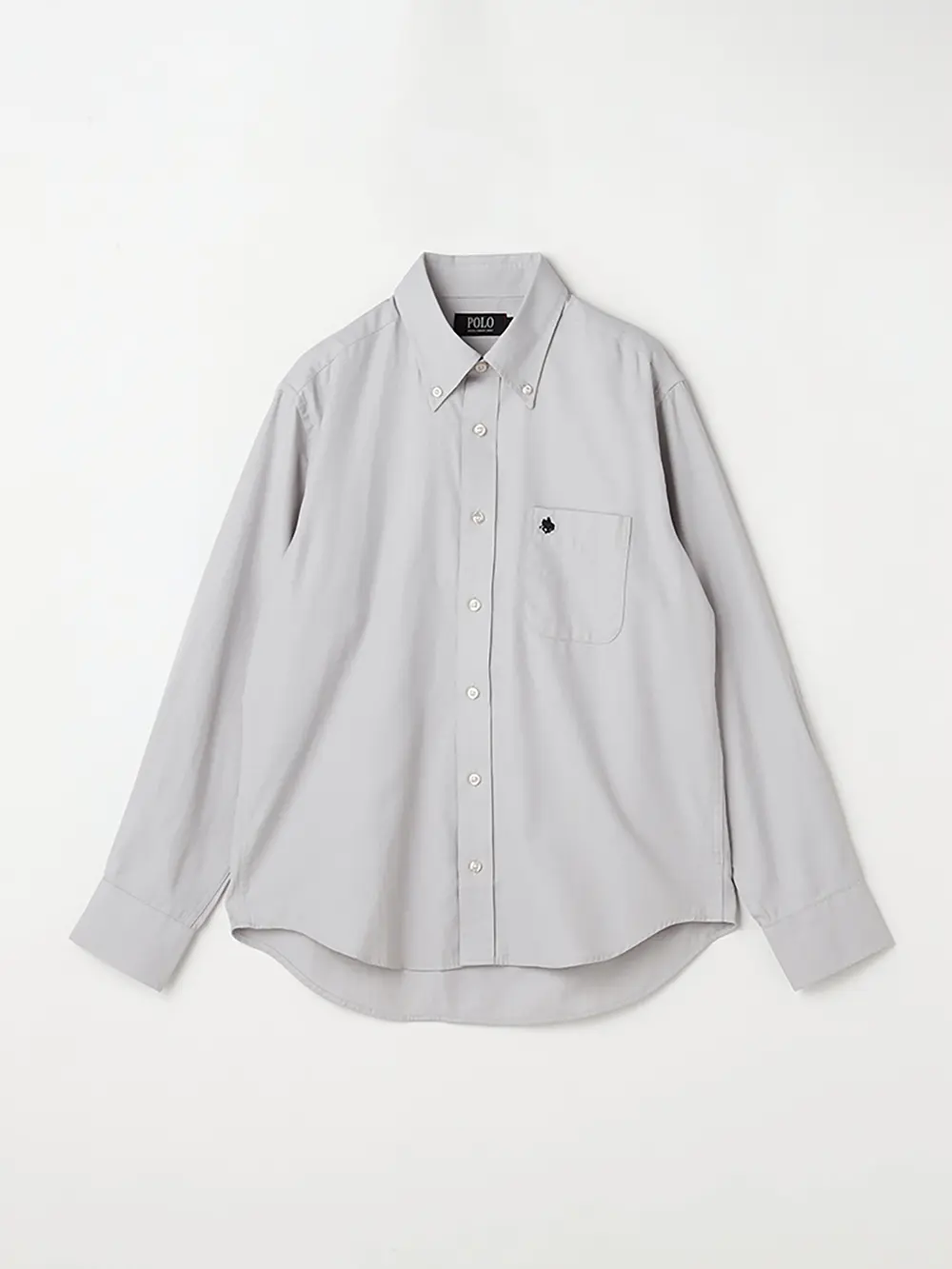 【POLOBCS】デニムライクボタンダウンカジュアルインナーシャツ長袖織柄無地通年