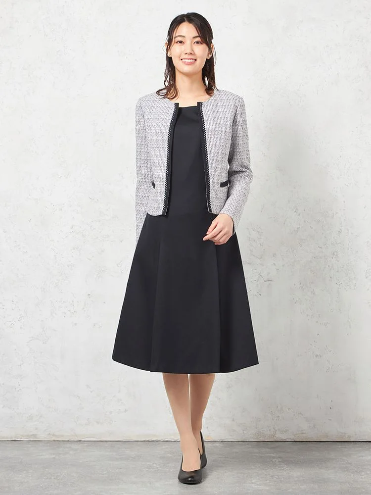 【セレモニースーツ3点セット】ジャケット2点/ワンピースフォーマル着回し織柄無地SOFFICE通年礼服【レディース】