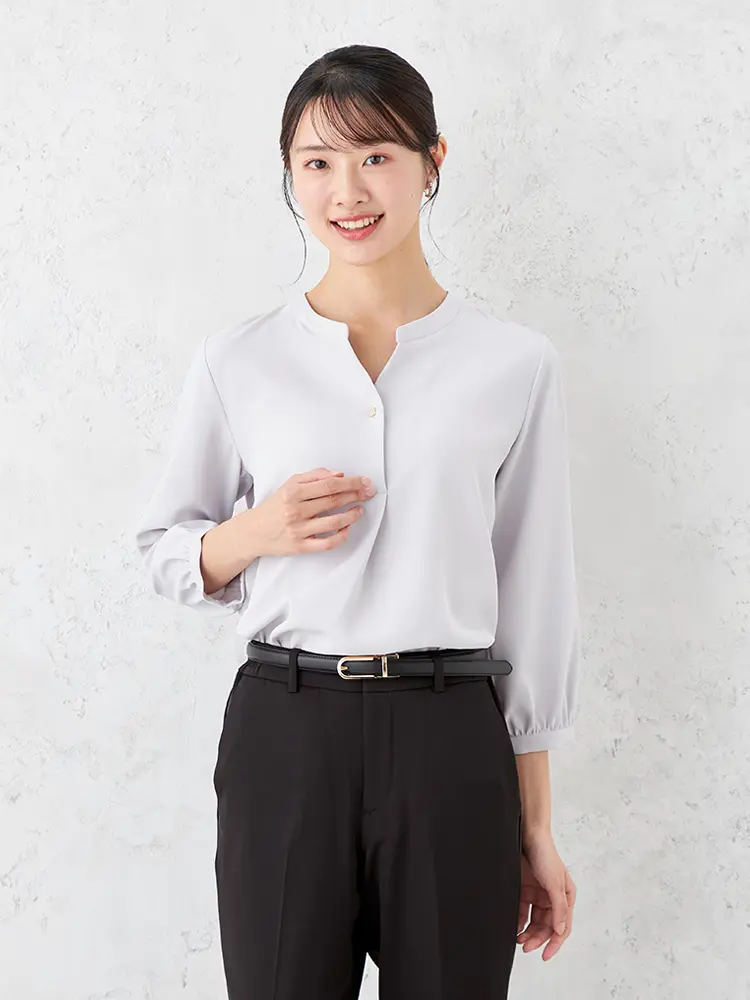 【SOFFICE】キーネックゴールドパーツブラウスカットソー通年【レディース】