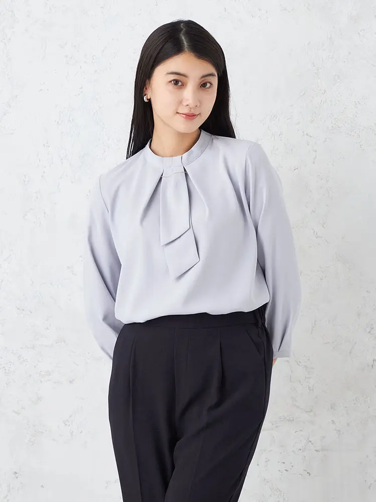 【SOFFICE】2WAYアクセ付きスタンドカラーボウタイブラウスカットソーソフィーチェ通年【レディース】