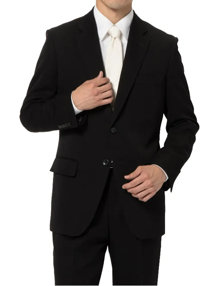 [礼服]【ウエストアジャスター仕様】フォーマル2つボタンワンタック黒無地チェスターバリー通年礼服