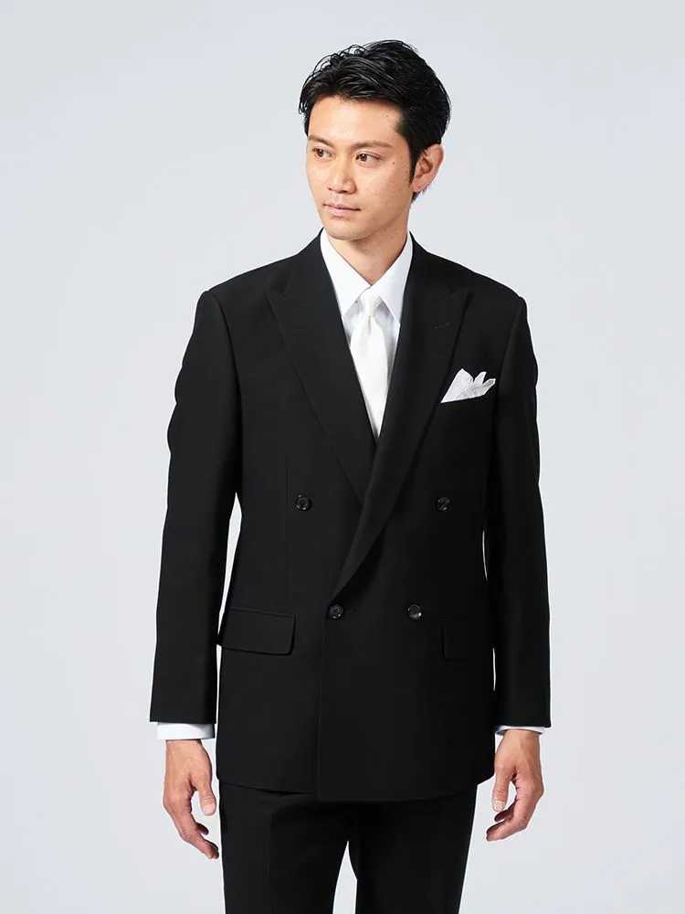 [礼服]【ウエストアジャスター仕様】フォーマルダブルサマーフォーマル黒無地チェスターバリー春夏礼服