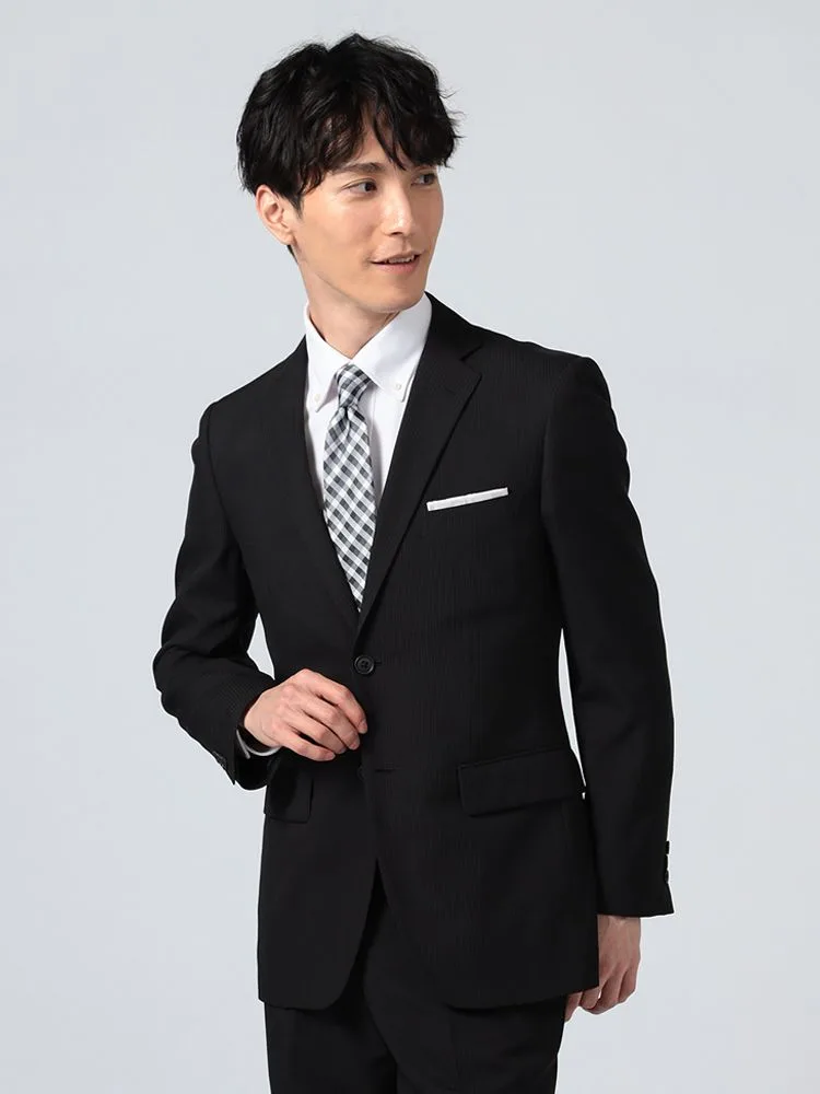 【上下ウォッシャブル】スーツ2つボタンイージーケアポリエステル100％ストライプフュージョンクラブ春夏