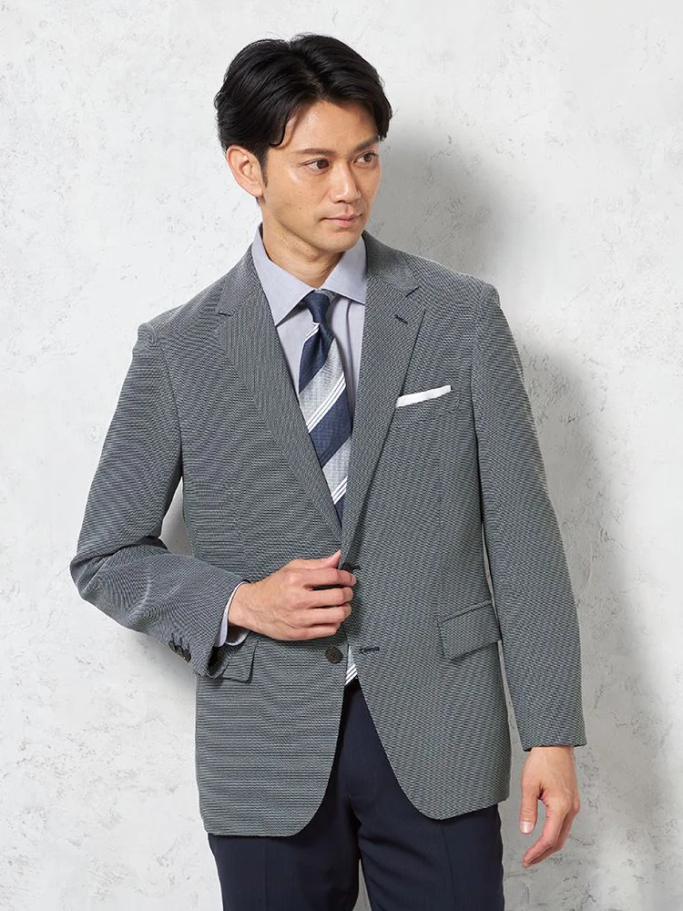 【ウォッシャブル】ジャケット2つボタンストレッチ無地リッケンバッカー