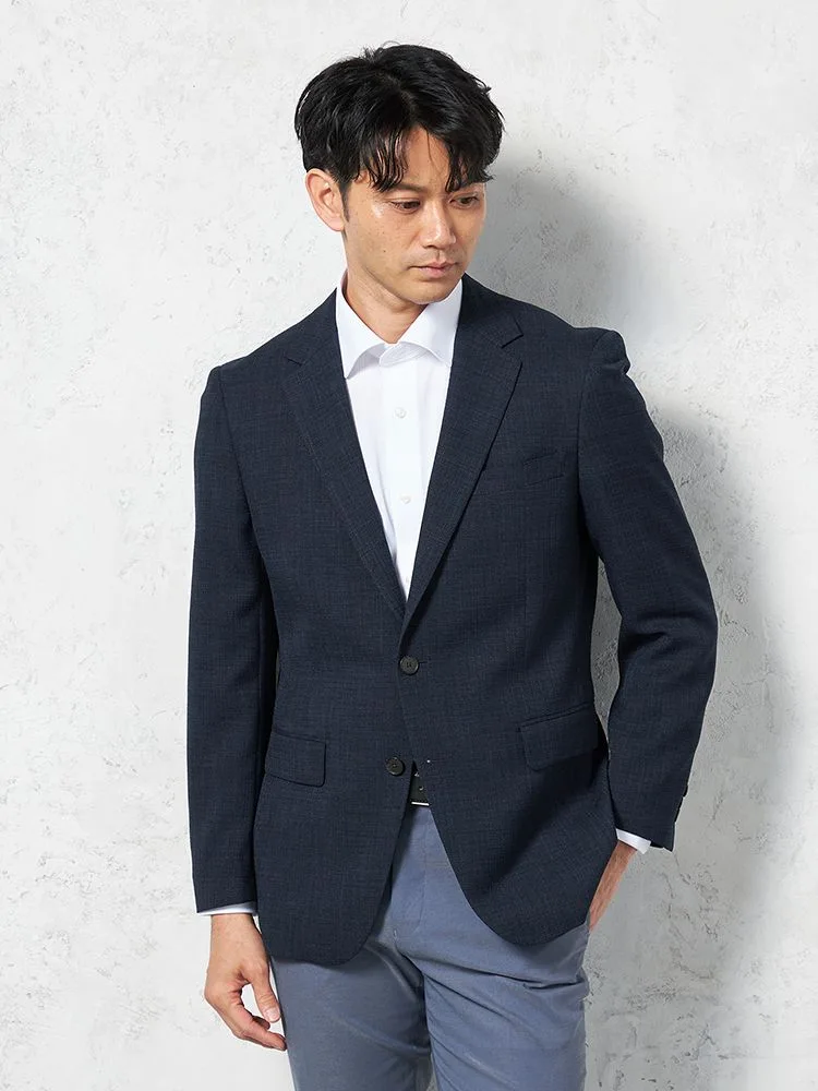 【ストレッチ】ジャケット2つボタン高通気軽量リッケンバッカー春夏