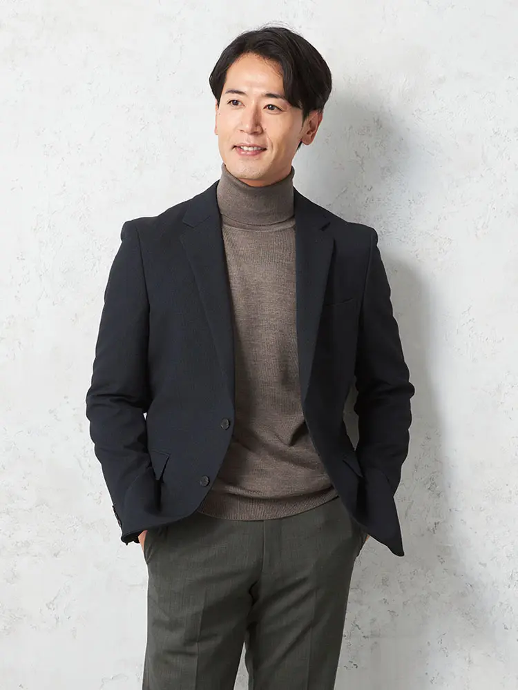 【リッケンバッカー】ウールライクジャケット２つボタン小柄ウォッシャブルストレッチ秋冬