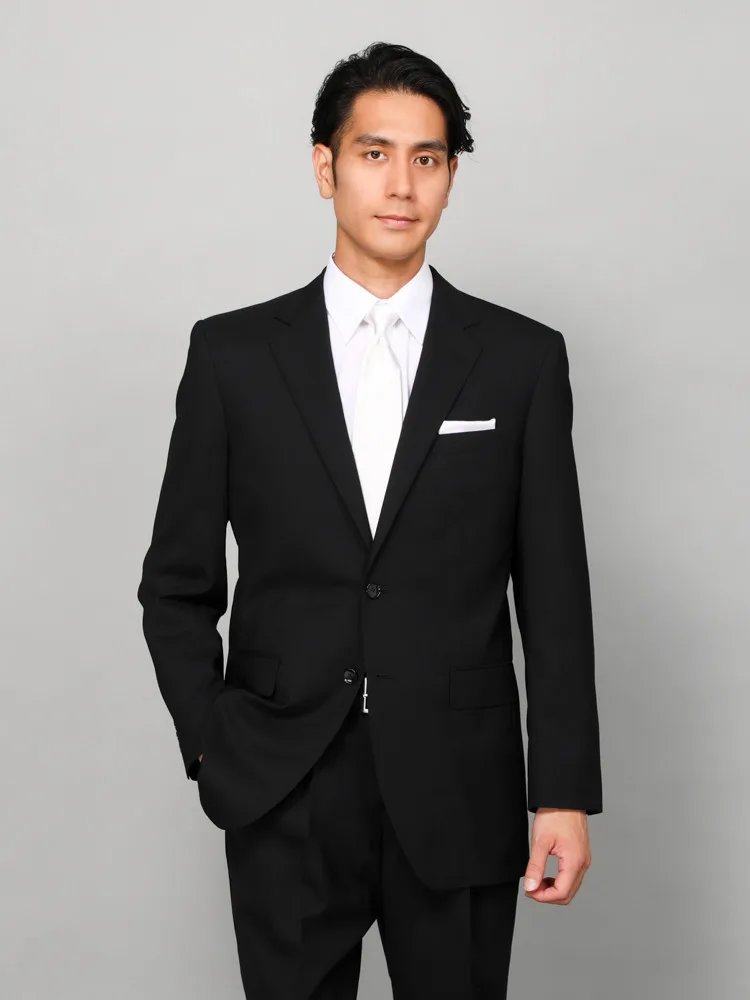 [礼服]【超軽量】2つボタンサマーフォーマルウエストアジャスター仕様ワンタック黒無地リージェントハウス春夏礼服【定番】