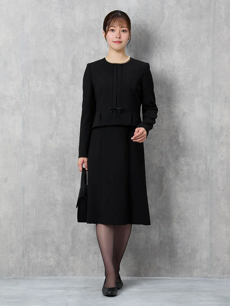 【ストレッチ】フォーマルアンサンブルノーカラージャケットワンピースYUMIKATSURAEnForm通年礼服【レディース】