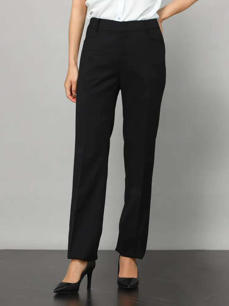 ストレートパンツウォッシャブル仕様STOVELMASONWHITE黒無地【レディース】