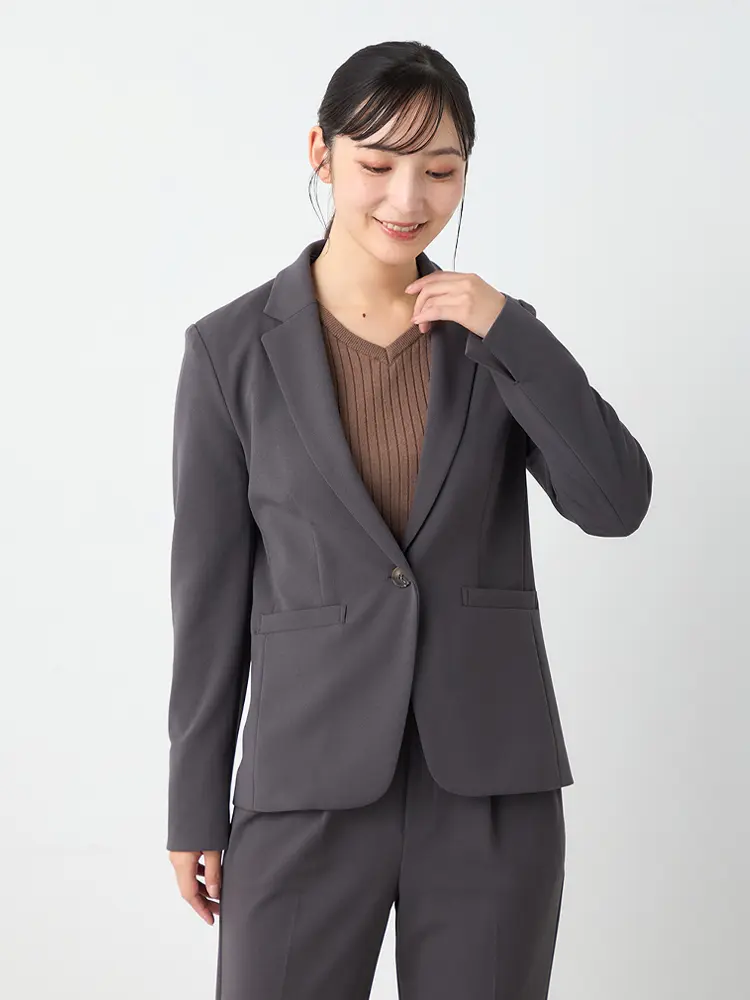 【即納】【パンツスーツ上下セット】ハイストレッチテーラード1つボタンジャケットパンツセット【WEB限定】秋冬【レディース】