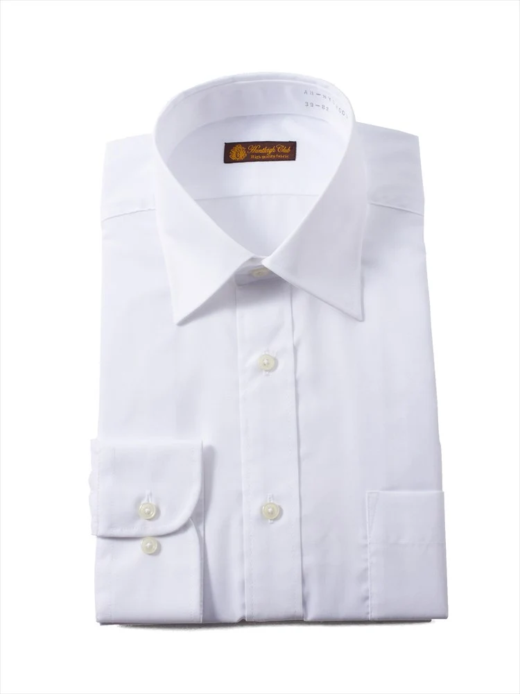 【形態安定】長袖ワイシャツレギュラー白無地ハントレークラブ通年【定番】【冠婚葬祭/リクルート使用可】