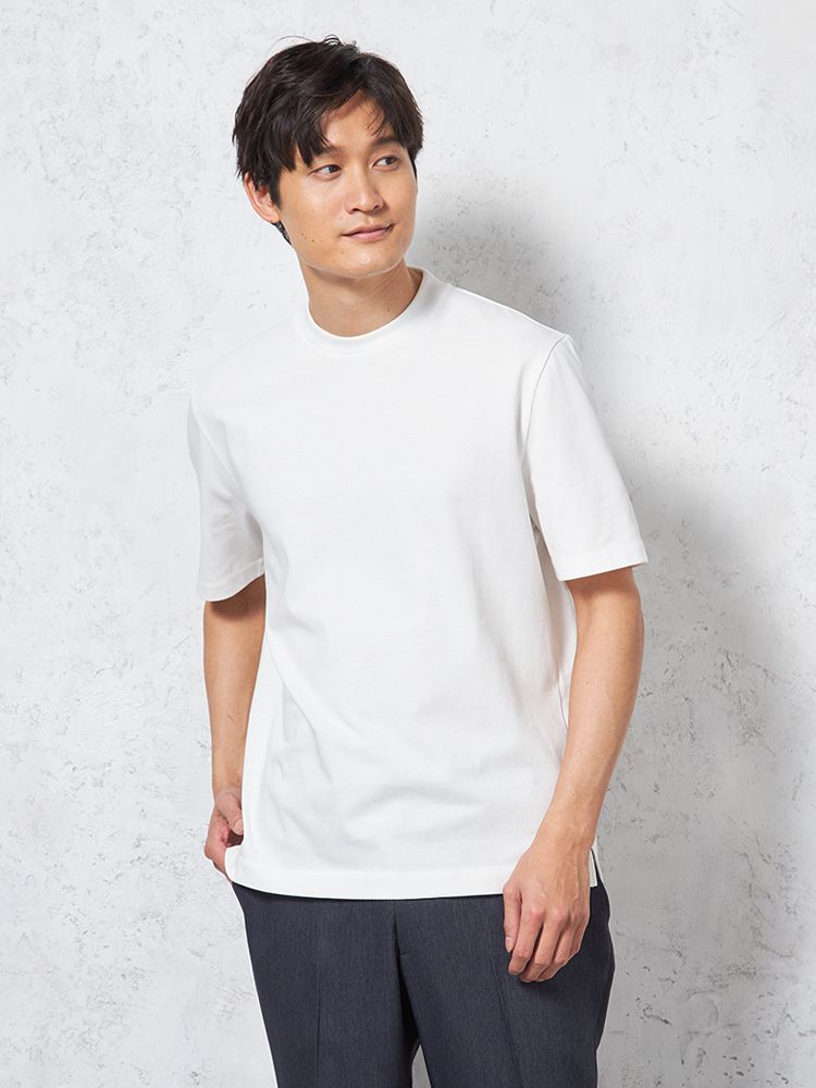 【KATHARINEEHAMNETT-キャサリン・イー・ハムネット-】半袖クルーネックTシャツ汗じみ防止無地春夏