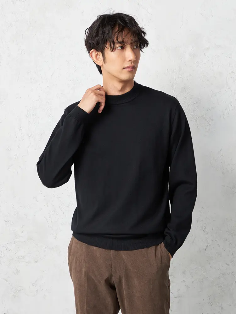 【KATHARINEEHAMNETT-キャサリン・イー・ハムネット-】ビズニットモックネックカジュアルインナー長袖ストレッチウォッシャブル軽量吸湿発熱秋冬