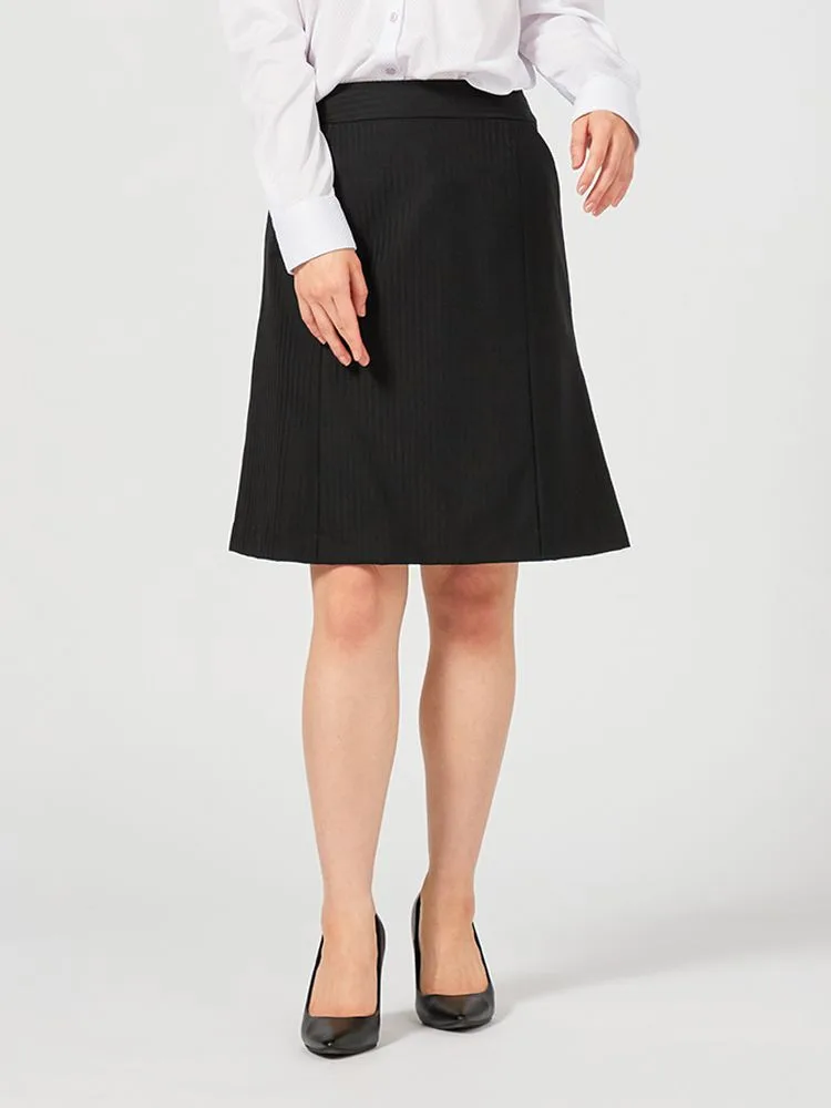 【ウォッシャブル】セミフレアスカートストレッチS＆MKnightsbridgeブラックシャドウストライプ通年【レディース】