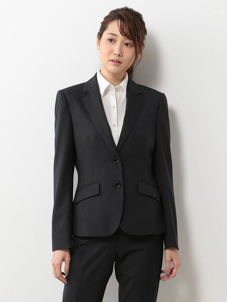 【ウォッシャブル】レディスジャケットストレッチS＆MKnightsbridgeグレー無地通年【レディース】