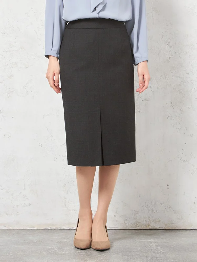 【働ラク肩ラクスーツ】スカート膝丈タイトウォッシャブルストレッチグレーチェックSOFFICE秋冬【レディース】