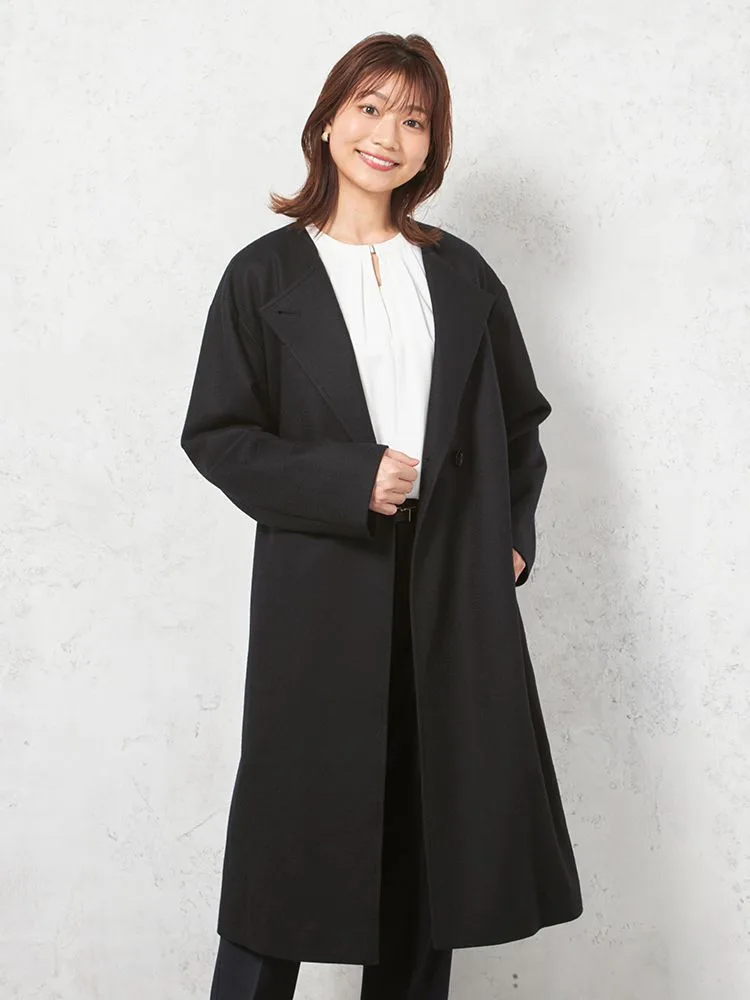【働ラク肩ラクシリーズ】コート2WAY仕様ウール混ニットコート無地STOVEL＆MASONWHITE秋冬【レディース】